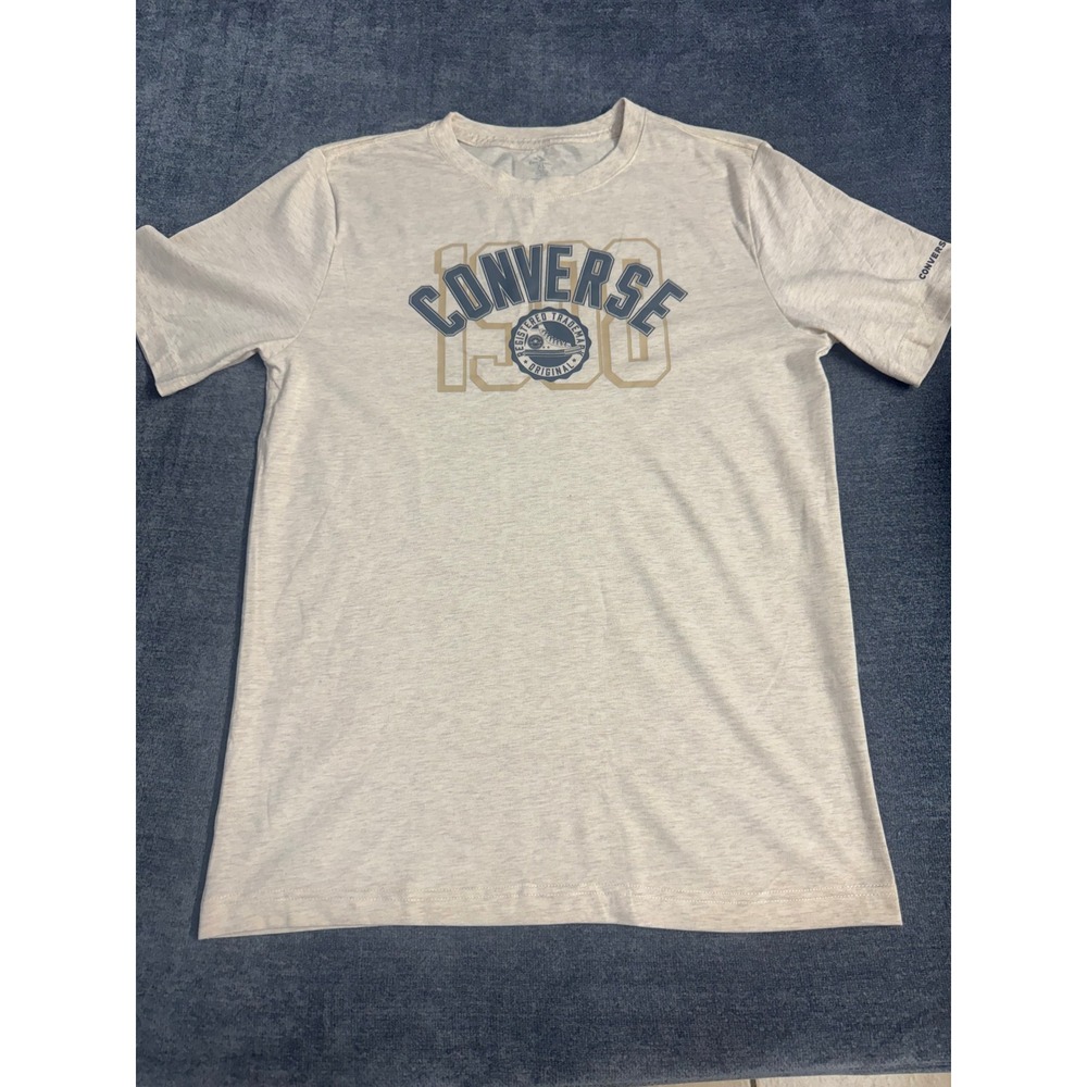 Converse Boys XL Cream Heather Graphic T-Shirt Short Sleeve 1908 Logo Tee
